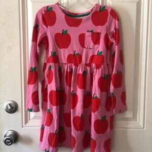 Mini Boden Apple Print Long Sleeve Jersey Dress Size 8-9